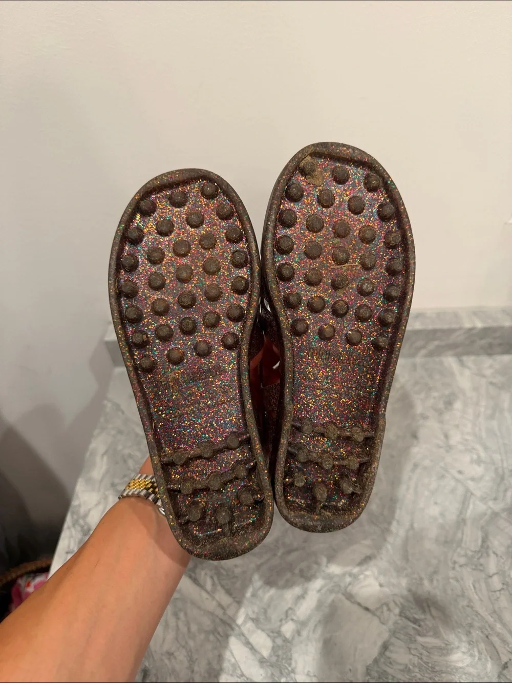 Mini Melissa Jelly Sandals with Multicolor Glitter